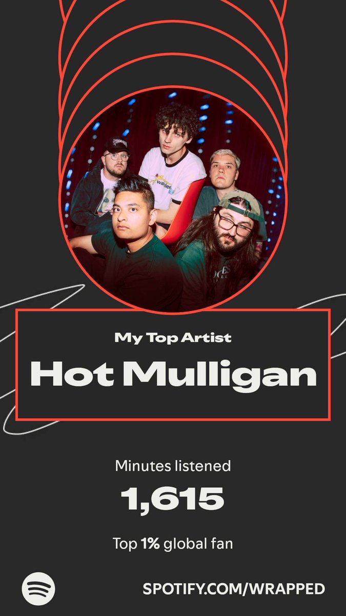 danroach_'s tweet image. Hot Mulligan topped my year. Here’s how I listened in my #SpotifyWrapped.   spotify.com/wrapped-share/…