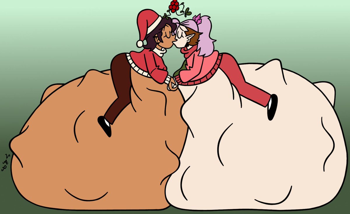 MystifiedBeef12's tweet image. Lumity Christmas Kiss by @VAPChan1 #Lumity #LuzNoceda #AmityBlight #vore #Christmas