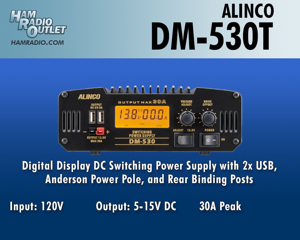 hro.net/My9GeHFuTjT
Digital Display DC Switching Power Supply with 2x USB, Anderson Power Pole, and Rear Binding Posts
Input: 120V
Output: 5-15V DC, 30A Peak
See all our products here: hamradio.com
#HamRadioOutlet #HRO #amateurradio #hamradio