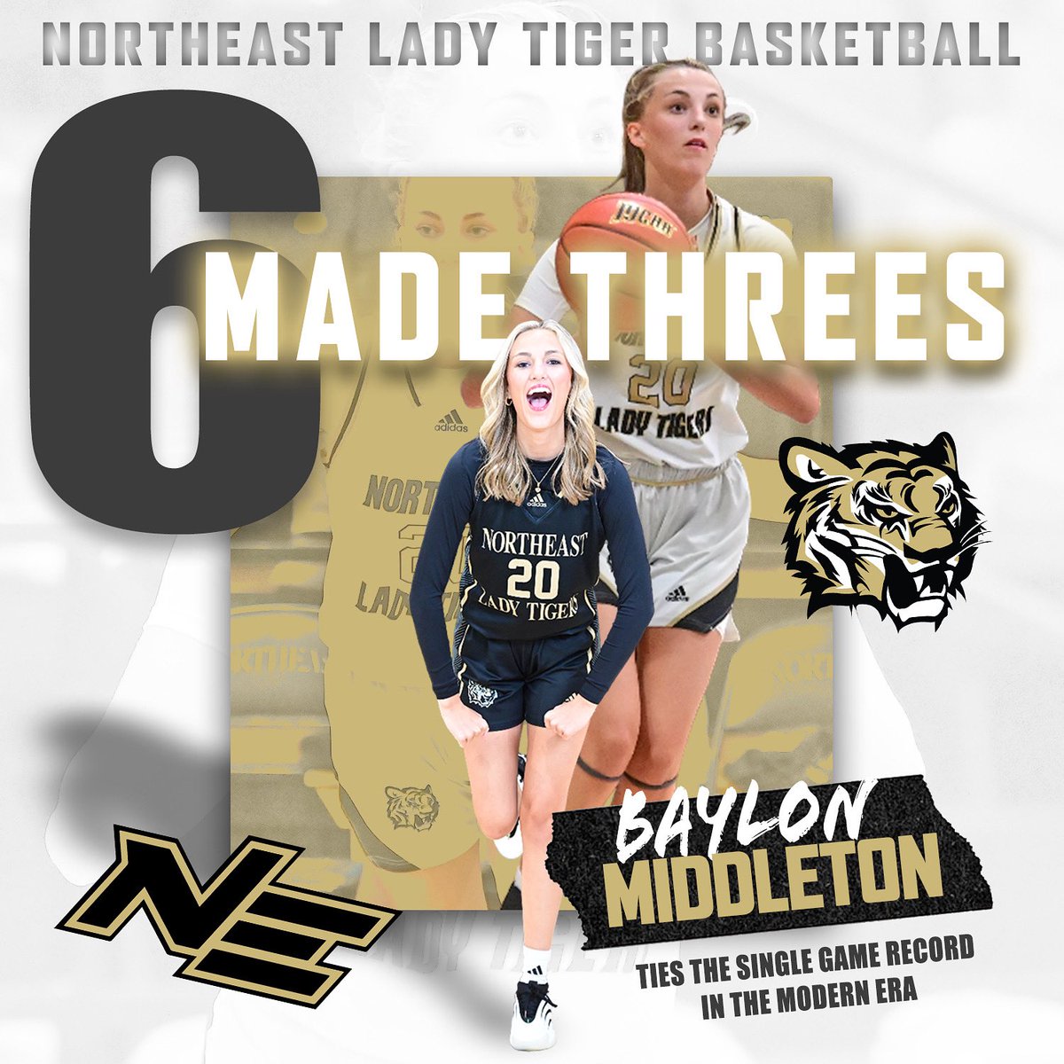 WBK | Congratulations to Baylon Middleton, who tied <a href="/NEMCCWBB/">NEMCC Women's Basketball</a>’s modern day program record for most made 3️⃣ pointers in a single game!

Middleton drained 6️⃣ triples in Tuesday’s win over Blue Mountain on the way to her first career 2️⃣0️⃣ point game!

🐯 #TigerTown