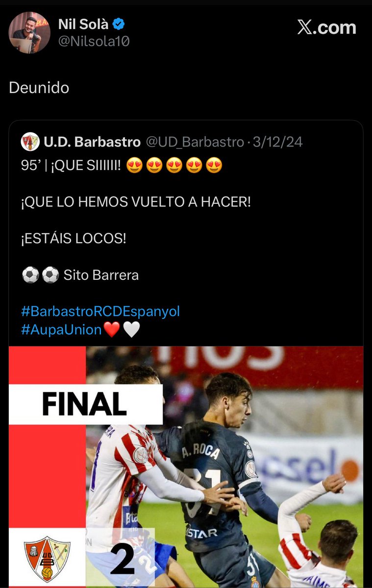 Deunido!! <a href="/Nilsola10/">Nil Solà</a> 🐀🐀 bona nit i tapat be