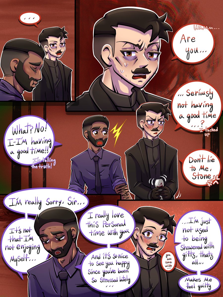 Sorry I’ve been gone forever, life got really busy real fast. 
I’ve been cooking this comic for a while now in the background, hopefully I’ll get to return to the #stobotnik community soon 🧡

In the mean time, leave me a comment so we can talk 🥹😭🫶 I really miss y’all!! (1/2)