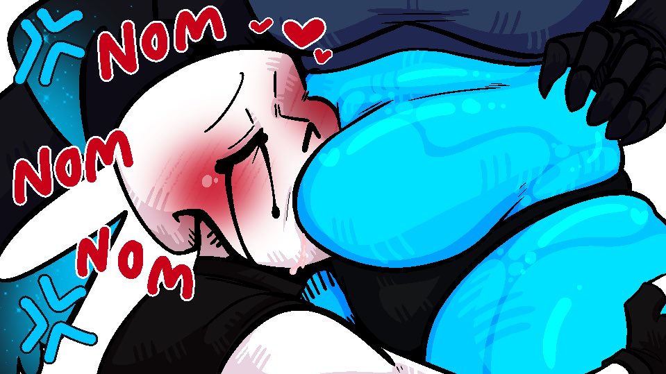 NeahChanArt's tweet photo. Belly nomnom teehee 
Saw a meme drawing of it and it’s so good #undertail #boobiemare #killermare https://t.co/iV66AG7vAf
