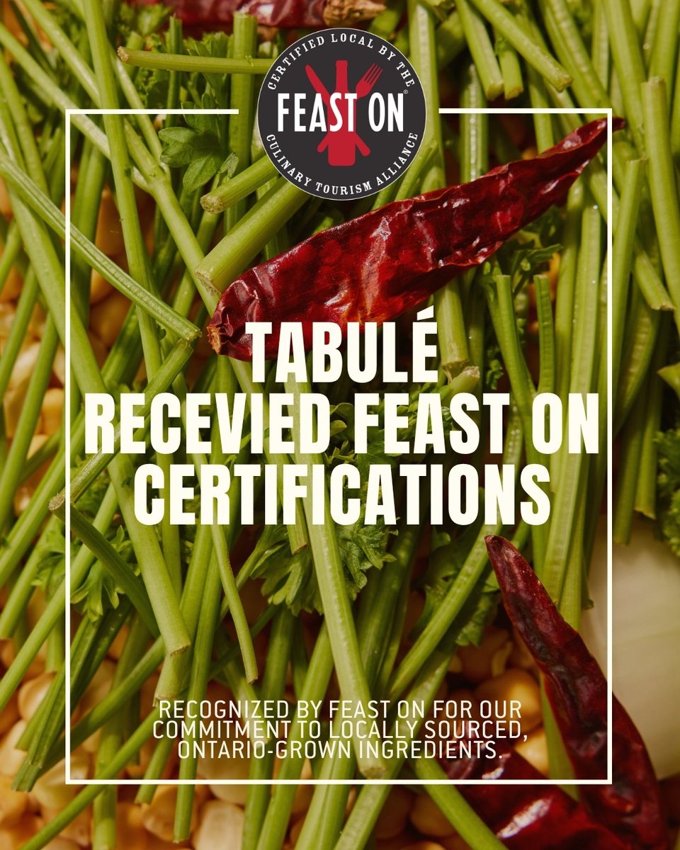 Proud to be Feast On certified — celebrating local ingredients and sustainable cooking at Tabulé.
Thank you for supporting restaurants that put quality first. #FeastOn