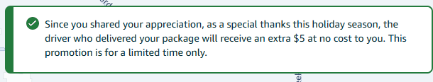 Reminder that you can thank your Amazon Driver a Free $5 🙏
