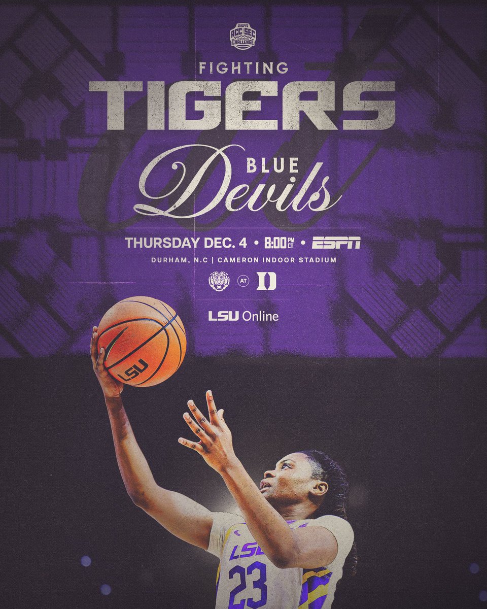 Showdown In Durham 🔥

The Tigers will face Duke Thursday night in the ACC/SEC Challenge at Cameron Indoor Stadium!