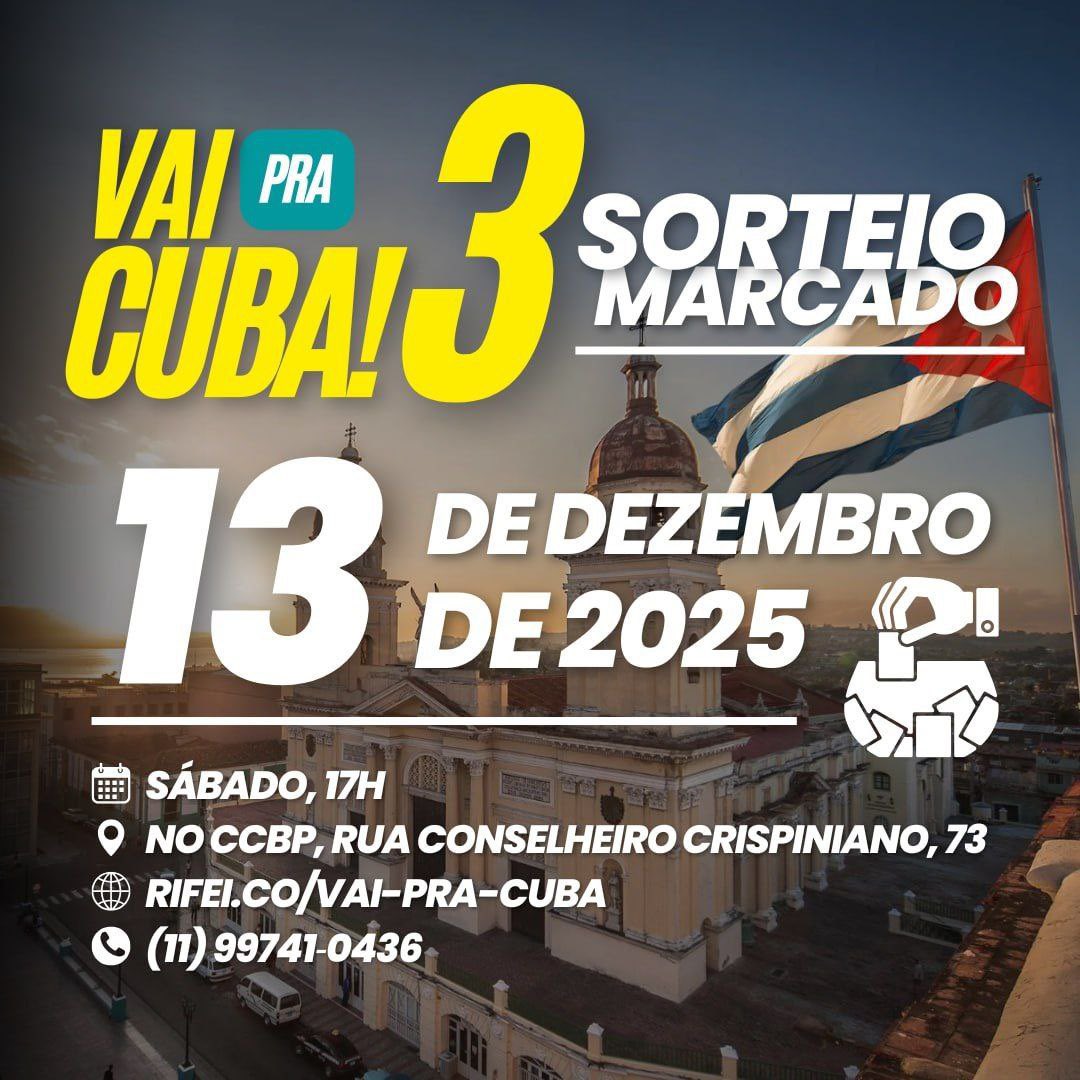 Está chegando a hora de conhecer o ganhador das rifas "Vai pra Cuba"! É a chance de garantir os últimos bilhetes que financiam toda a campanha em defesa da Palestina e, agora, também irá preparar materiais de apoio à Venezuela!