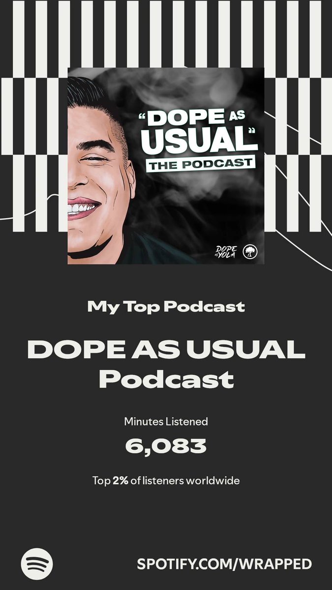 Vasq__'s tweet photo. DOPE AS USUAL Podcast got my top spot. More in my #SpotifyWrapped.  ⁦@dope_as_yola_⁩ ⁦@Dope_As_Usual⁩  https://t.co/Sb1XkmOBD2 https://t.co/BLHqucOG5N
