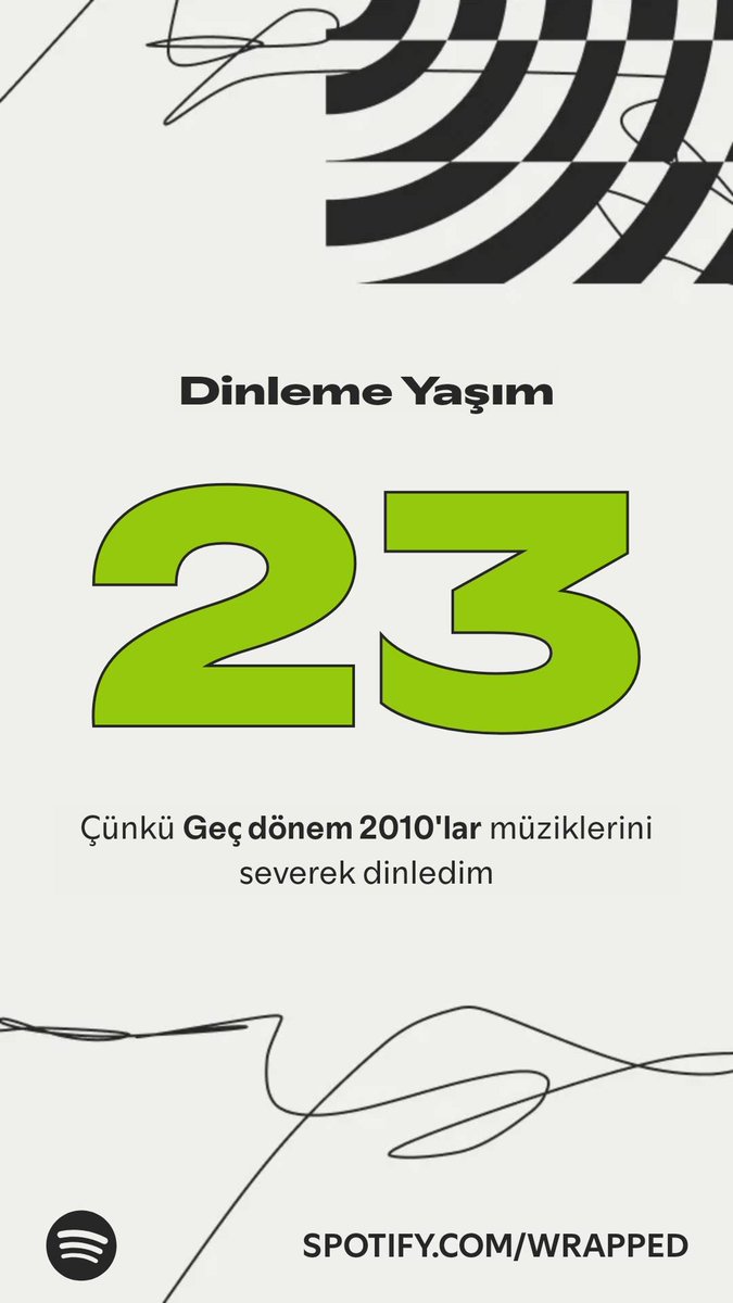 #SpotifyWrapped hikayemde dinleme yaşıma göz at. 
spotify.com/wrapped-share/…