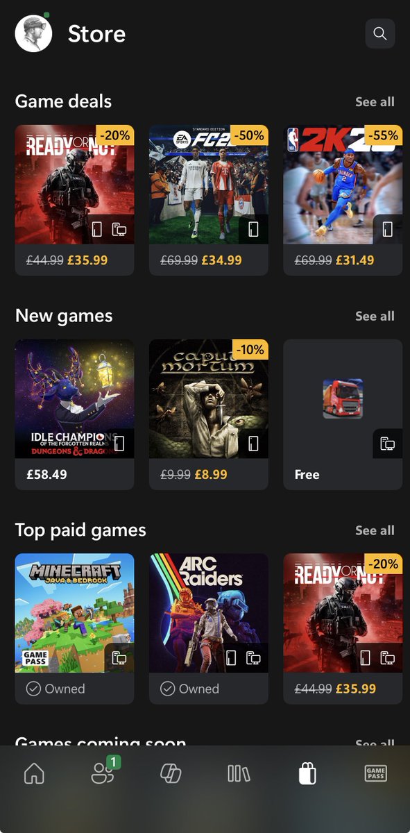 tomwarren's tweet image. Microsoft is adding a store section to the Xbox mobile apps for iOS and Android