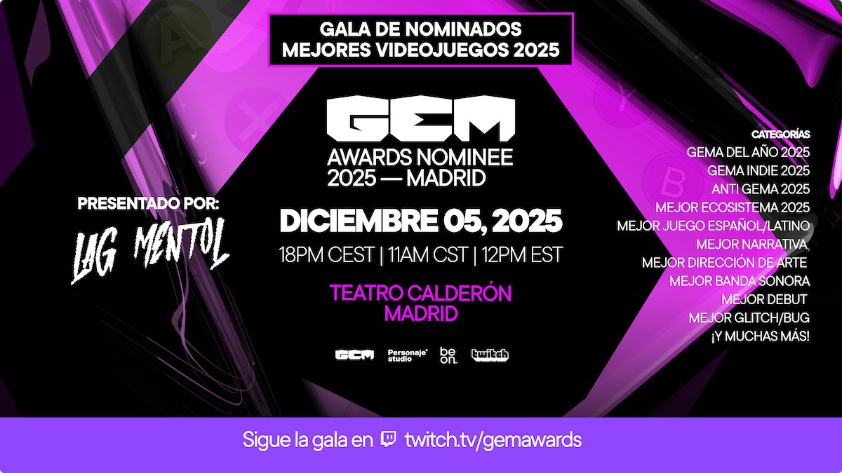 PowerUps_ES's tweet photo. GEM Awards presenta su Gala de Nominados 2025 en el Teatro Calderón de Madrid @GemAwardsInfo - https://t.co/mYsMzcVmv9

#GEMAwards | #Galadenominados | #Videojuegos https://t.co/KVyBIzY5CS