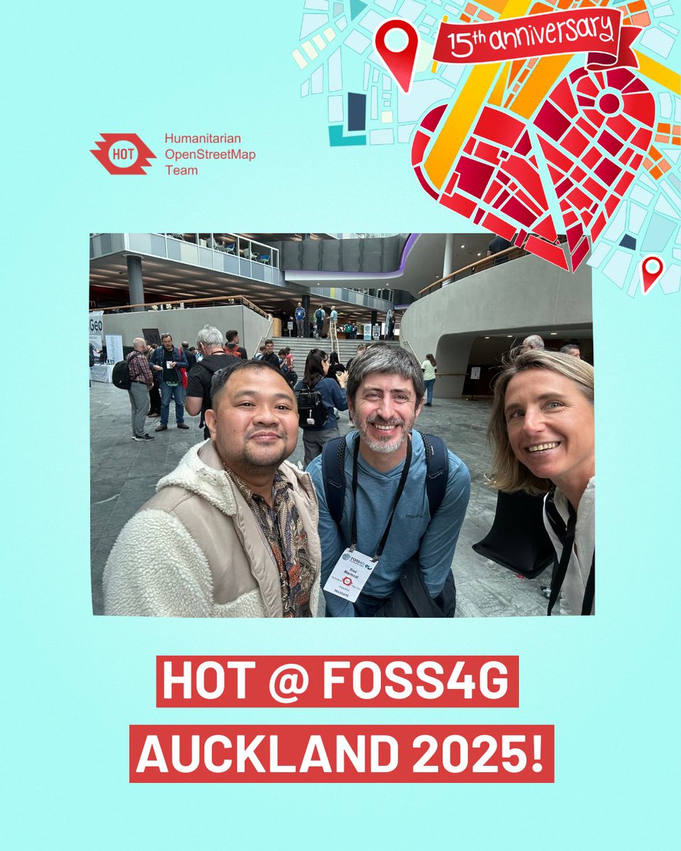 hotosm's tweet image. In mid-November, HOT joined the global open source geospatial community at FOSS4G Auckland 2025.

Explore the map created using ChatMap during the event: bit.ly/4ipSU4C