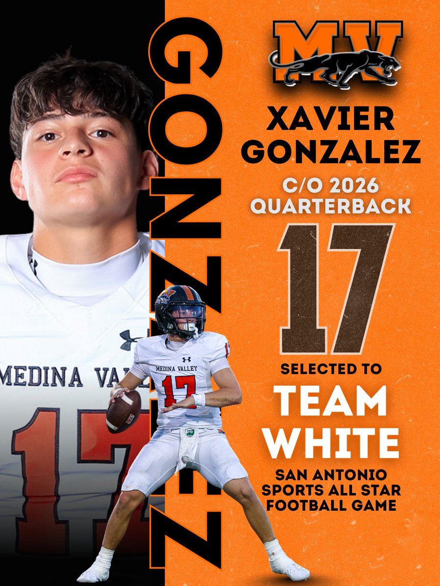 Congratulations to <a href="/XavierG0017/">Xavier Gonzalez</a>, He was selected to Team White and will be competing in the San Antonio Sports All Star Football Game in January. 
#PantherTOUGH