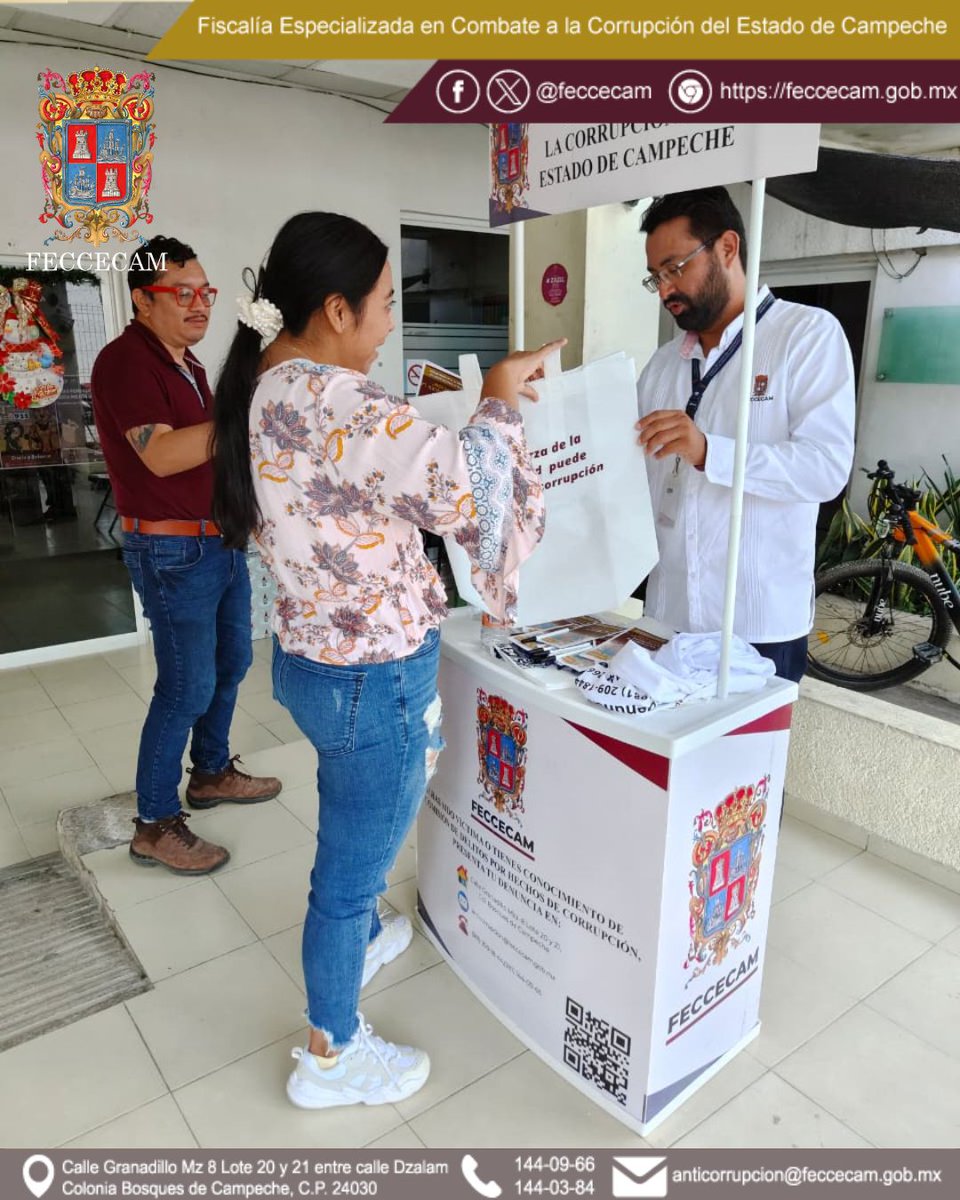 feccecam's tweet photo. La FECCECAM agradece el apoyo de la Lic. Janeth Alejandra Gutiérrez Valle y del personal del DIF Candelaria en la campaña “La Fuerza de la Sociedad puede vencer la Corrupción”, realizada hoy para fortalecer la cultura de la denuncia.
#DigamosNoALaCorrupción https://t.co/LaOsMKYn4Y