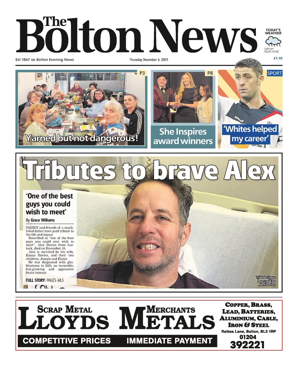 Front page of Thursday's Bolton News📰

<a href="/TheBoltonNews/">The Bolton News</a> #TomorrowsPapersToday