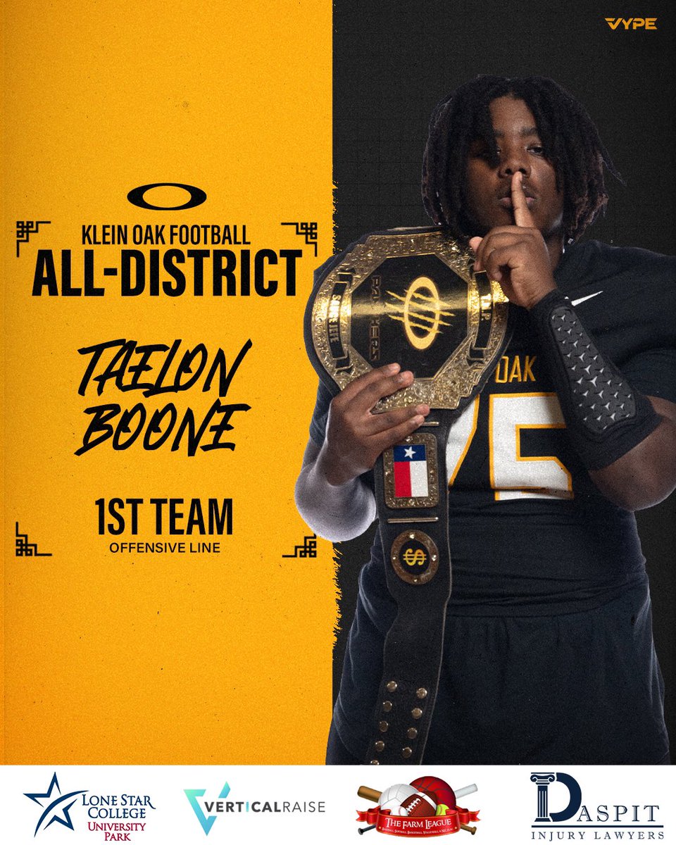KLEINOAKFB's tweet image. BOOONNNEEEEE🤫

Congrats to @Taeboone11 on receiving 1st Team All-District honors!

#OakEm #thecOde