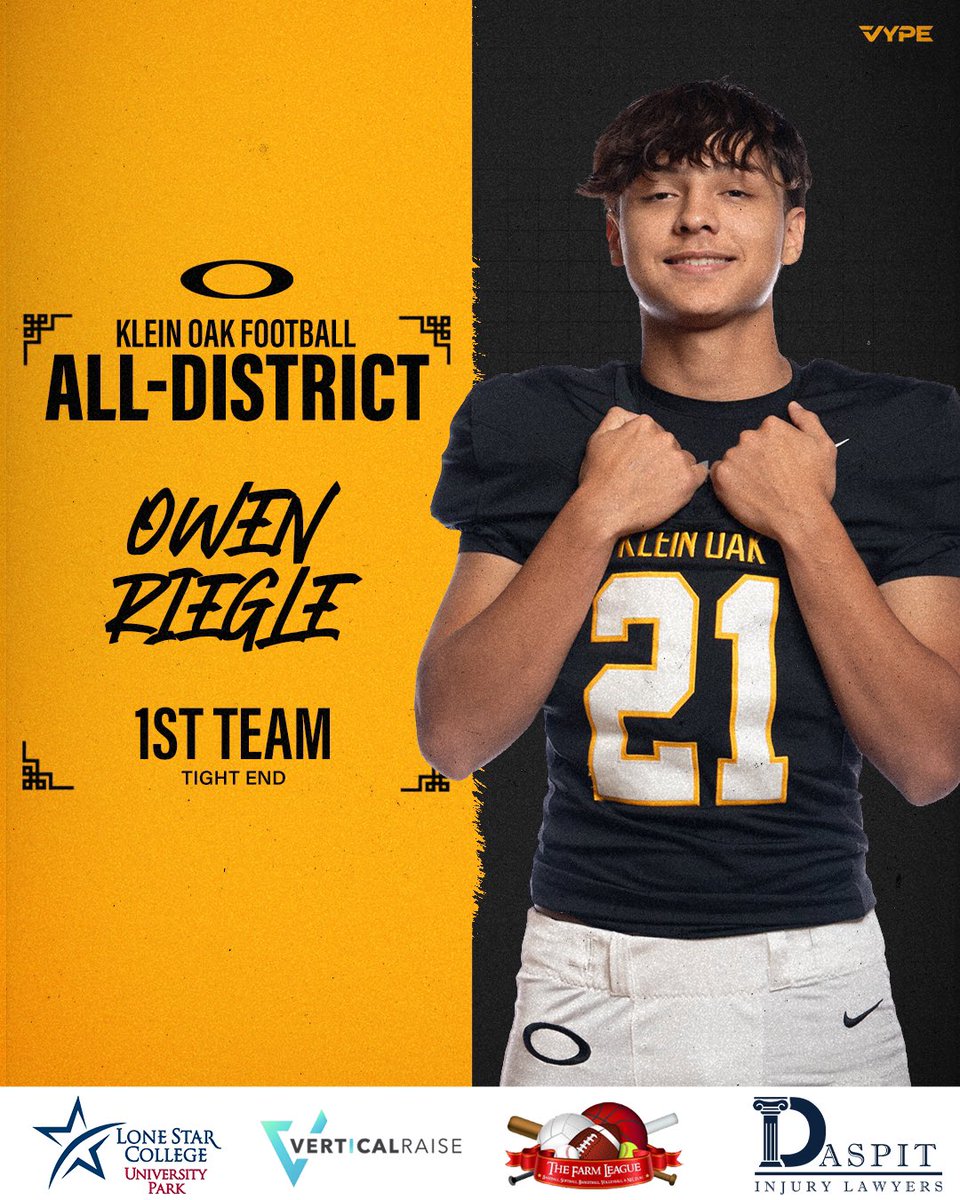 KLEINOAKFB's tweet image. THAT GUY!👏

Congrats to @OwenRiegle21 on receiving 1st Team All-District honors!

#OakEm #thecOde