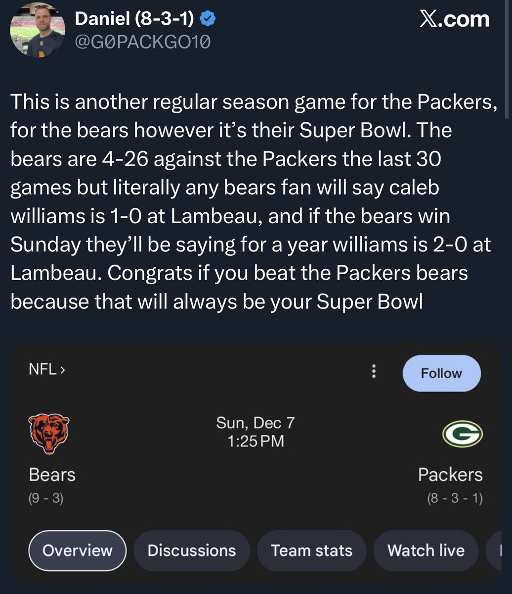 jack_bfr's tweet photo. Apparently the Bears have won 4 Super Bowls this year?

Saddest cope in the world 🥀 https://t.co/wGFoNcbfWc