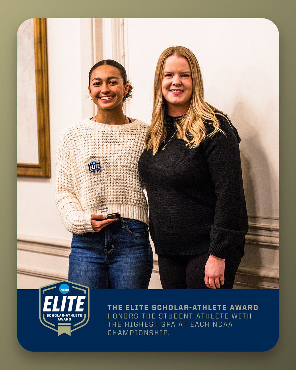 The 2025 #EliteScholar Athlete award winner for women’s <a href="/NCAASoccer/">NCAA Soccer</a> is <a href="/sevencastain/">Seven Castain</a>!

📚4.0
✍️ Writing
⚽️<a href="/TCUSoccer/">TCU Soccer</a>

#NCAASoccer