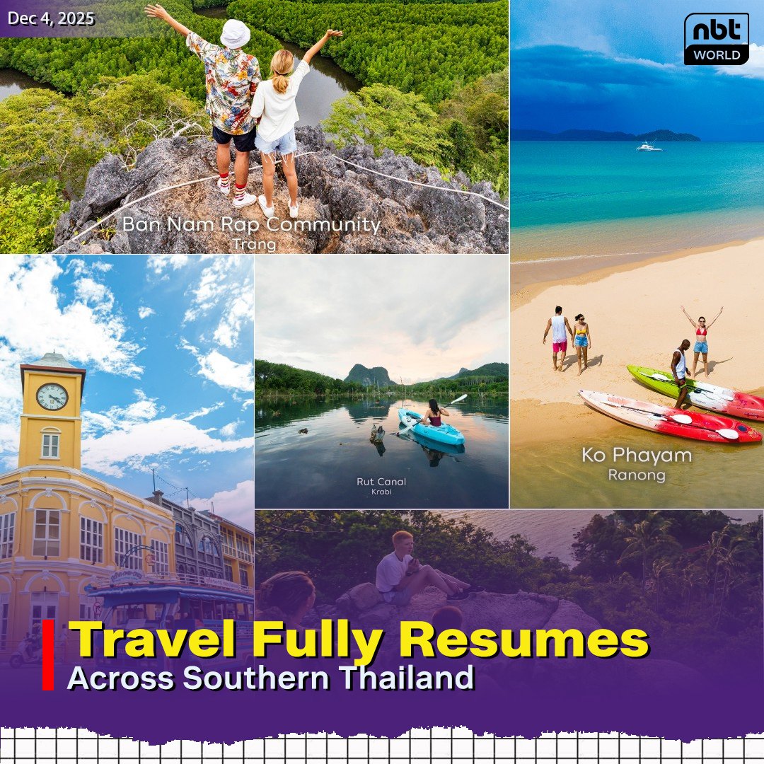 NBTWORLDNews's tweet image. TAT has confirmed that travel across Southern Thailand has returned to normal following the complete receding of floodwaters. 

See more: Facebook.com

#SouthernTravel #TourismUpdate #BackToNormal #SouthThailand #NBTWorld