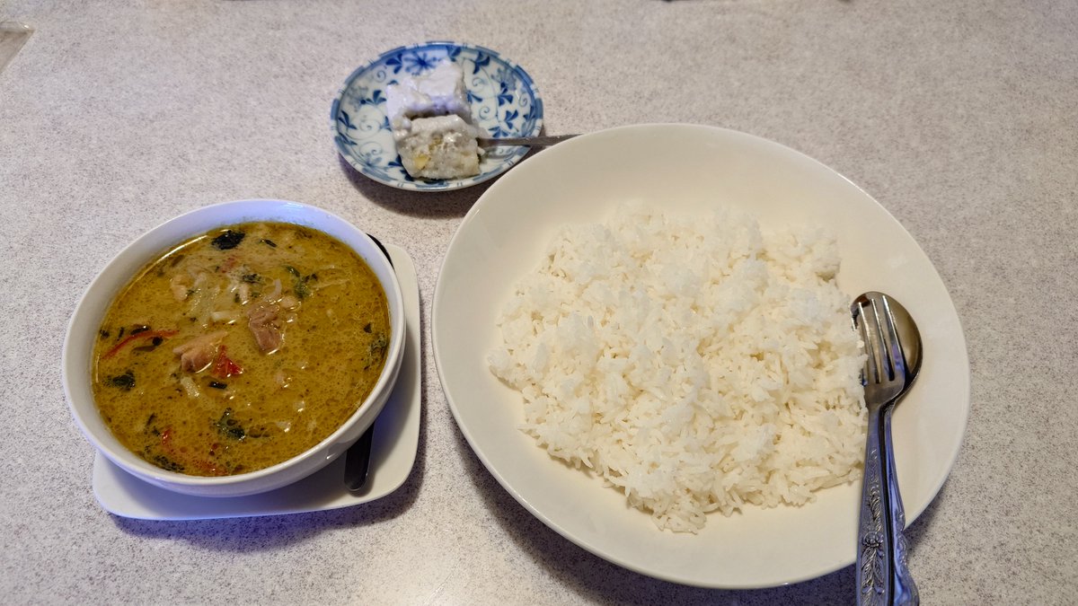 river_far's tweet photo. 昼食
６月以来の #群馬高崎タイレストラン サイアムさん

グリーンカレー ¥650.-
ライス(ジャスミン米！) ¥300.-

ご主人がタイのタピオカを使ったスイーツをサービスで付けてくださった。
美味しゅうございました。
町中華並の値段で本場エスニックが食べられます。
たくさんのお客さんに来て欲しい。 https://t.co/LWBKXjVMOV