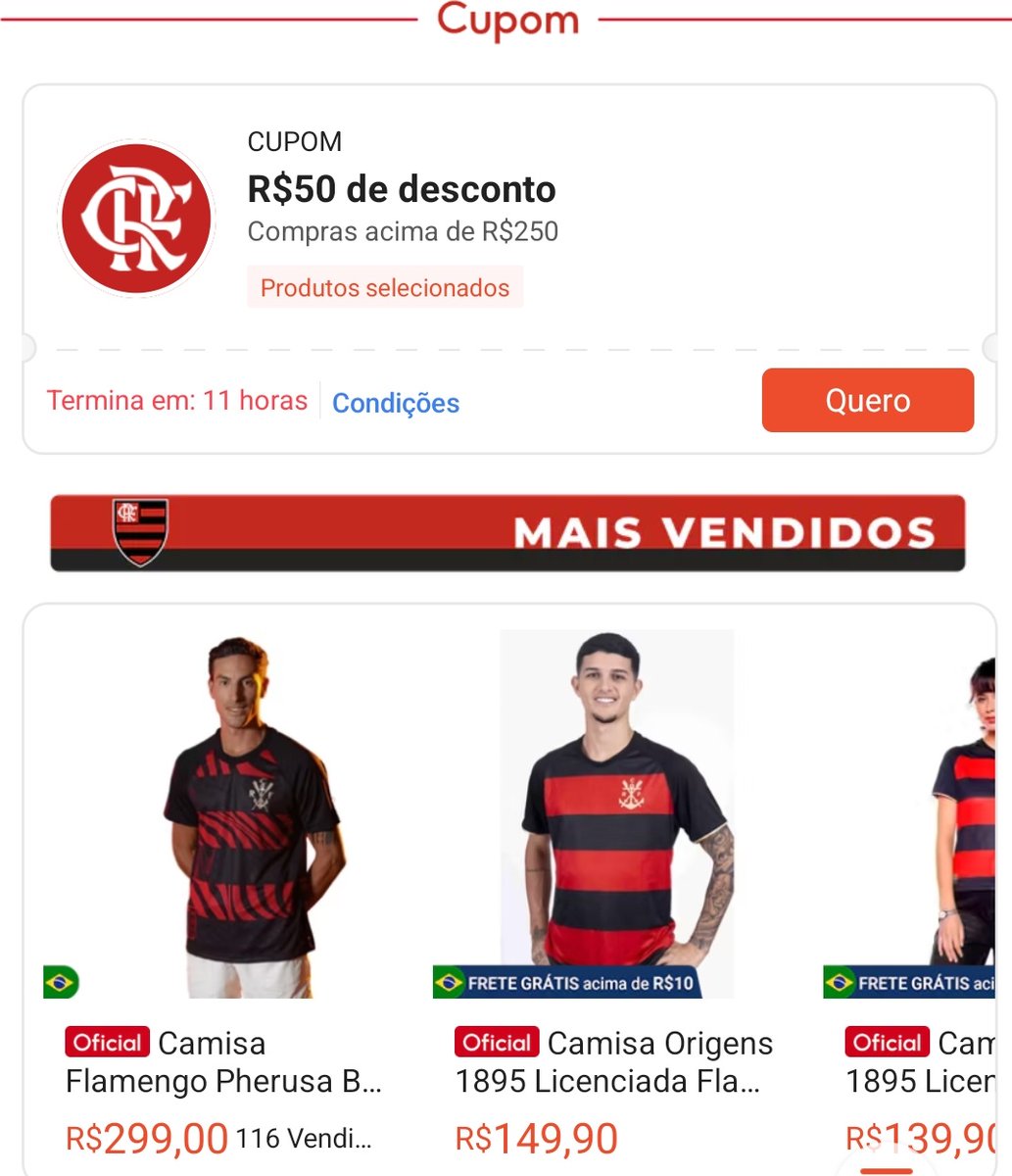 Realista_2's tweet photo. #ProvaDoFazendeiro
#FLAxCEA
Shoppe liberou cupom de 50 pra todos produtos da loja oficial do Flamengo. É limitado.
So ativar aqui:
https://t.co/NVt5dwcutA https://t.co/4SCxCOspnW
