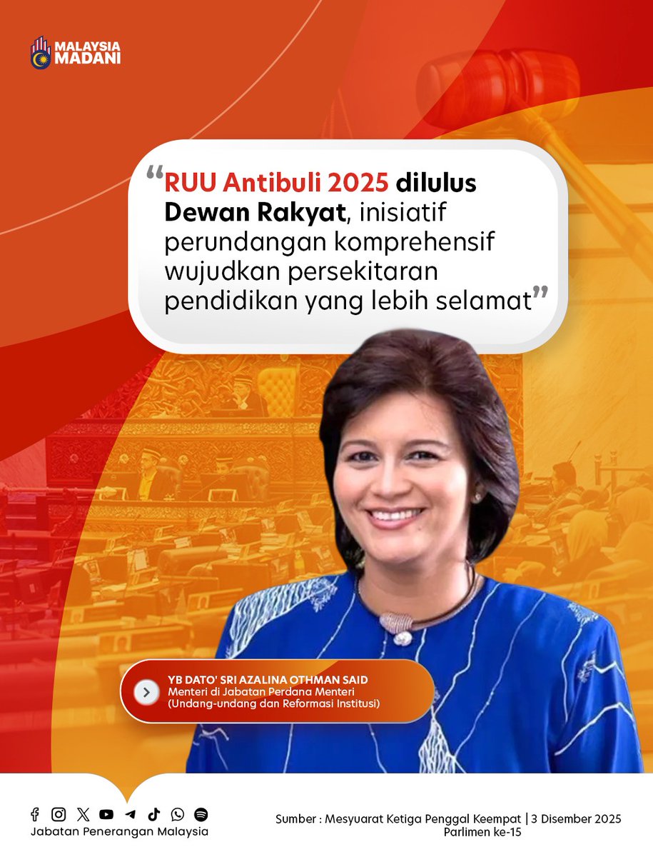 📢 Menyediakan mekanisme khusus untuk menerima aduan, mencegah &amp; mengurus kes buli di institusi pendidikan.

⚖️ Penubuhan Tribunal Antibuli sebagai badan sivil untuk mendengar dan memutuskan aduan secara lebih cepat &amp; adil.

#RancakkanMADANI
#MADANIBekerja
#TaatSetia