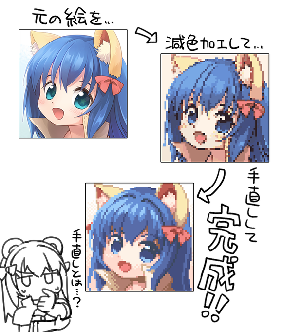 噂のお手軽減色ドット絵化ツールでアイコンをドット絵化したのだ! 