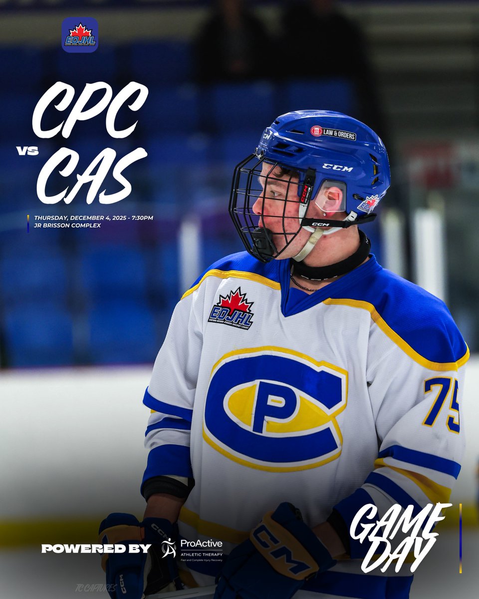 CPCTier2's tweet image. GAME DAY!

Powered by our friends @proactiveathletictherapy 
Tonight your Jr Canadians hit the road for a puck drop in Cassleman at 7:30pm. Tune into FloHockey to cheer CPC on!

🔵🟡🔵

#CPC #BetterEveryDay