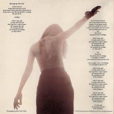 tuesdaywood's tweet photo. kate bush – running up that hill single (1985)

photography by john carder bush https://t.co/flM1HRx2CC