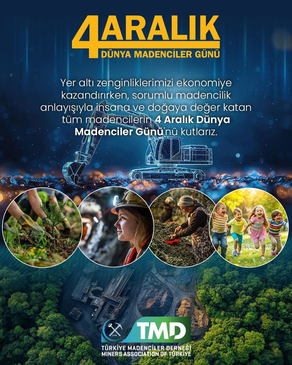 TMDMadenciler's tweet photo. 4 Aralık Dünya Madenciler Günü Kutlu Olsun.

#4aralık #madencilergünü #kutluolsun #sorumlumadencilik https://t.co/ZqgYfCxDag
