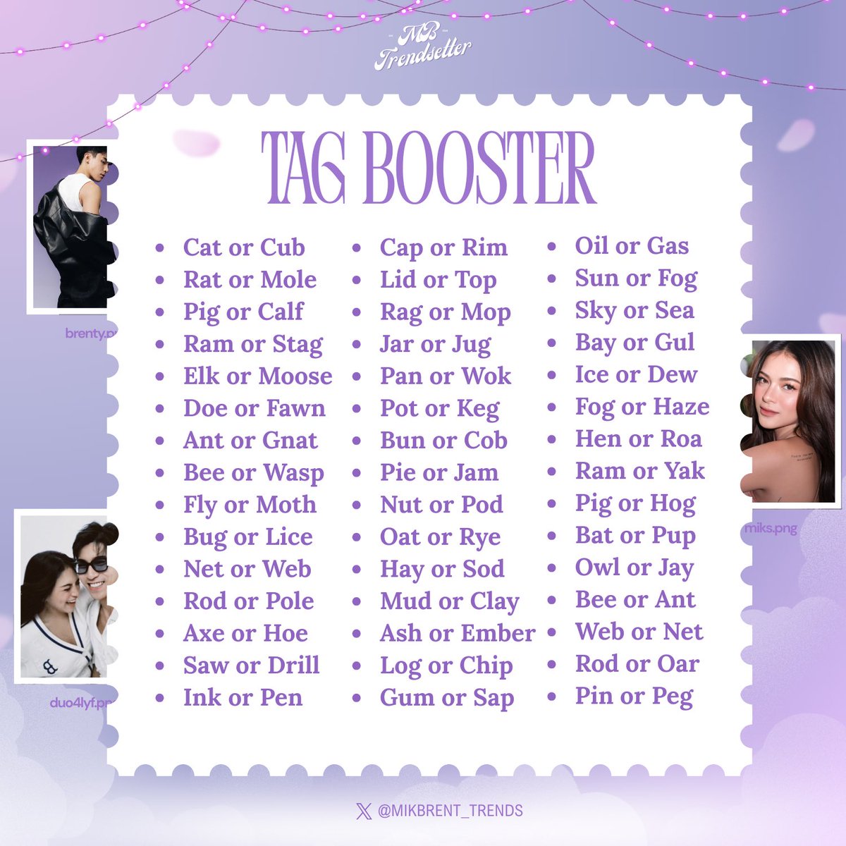 ONE THOUSAND REPLIES CHALLENGE 

Be reminded of the TP rules and include our tagline with pictures. Thank you, MENTies!

• No numbers   
• No emojis
• No all caps  
• At least three words per tweet  
• Engage with big accounts 

MIKBRENT CMM ON KCHAT