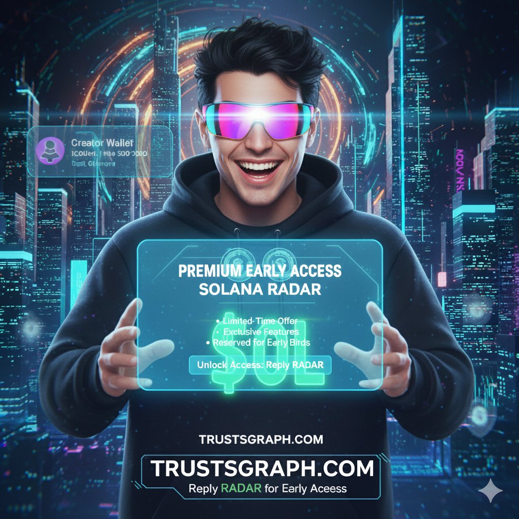 trustsgraph's tweet image. New Solana Token Radar is LIVE! Stop getting rugged.

TRUSTSGRAPH AI scans every new mint the millisecond it drops.

✅ Live feed

⚡ Instant risk score + wallet check

🚫 Rug warnings + liquidity flags

5 scans free. Protect your trades: trustsgraph.com

#Solana #Crypto