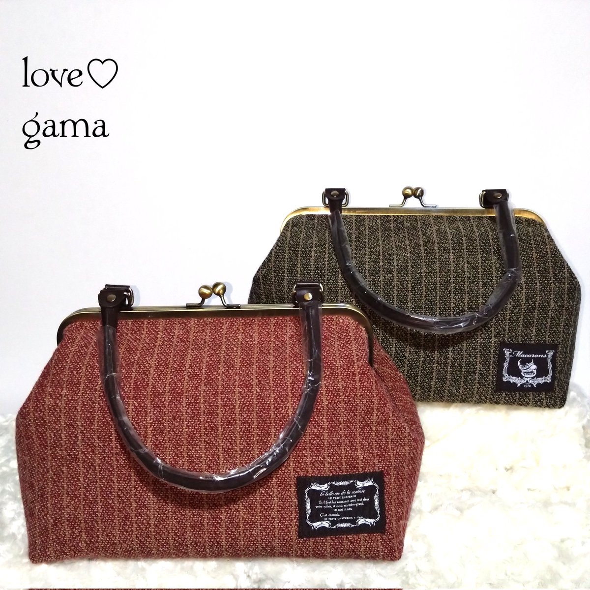 ❤持ち手付きがま口バッグ❤ 29cm口金、15cmマチ、底板入りの大きな