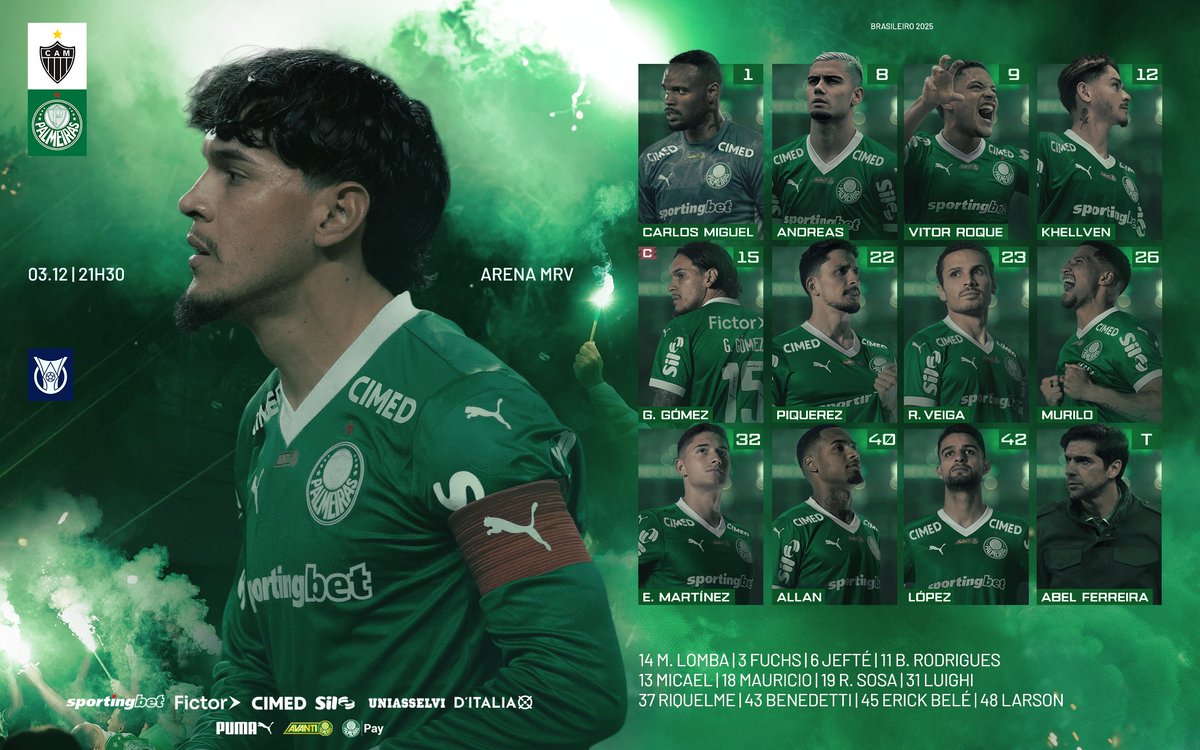 Palmeiras's tweet image. Escalados! 📋

#CAMxPAL
#EscalaçãoSEP