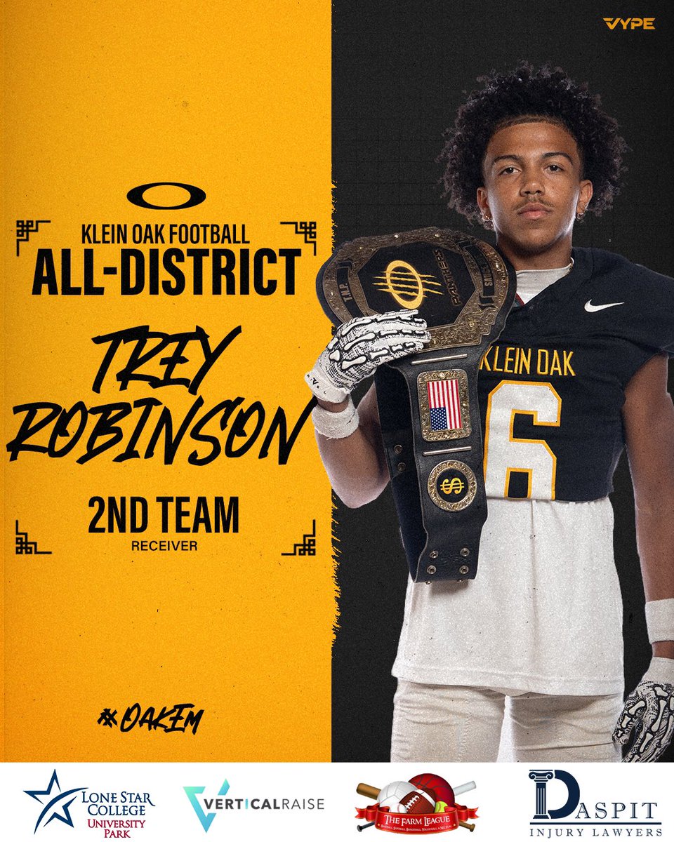 KLEINOAKFB's tweet image. T-ROBBBBB👏

Congrats to @TreyRobinson_8 on receiving 2nd Team All-District honors!

#OakEm #thecOde