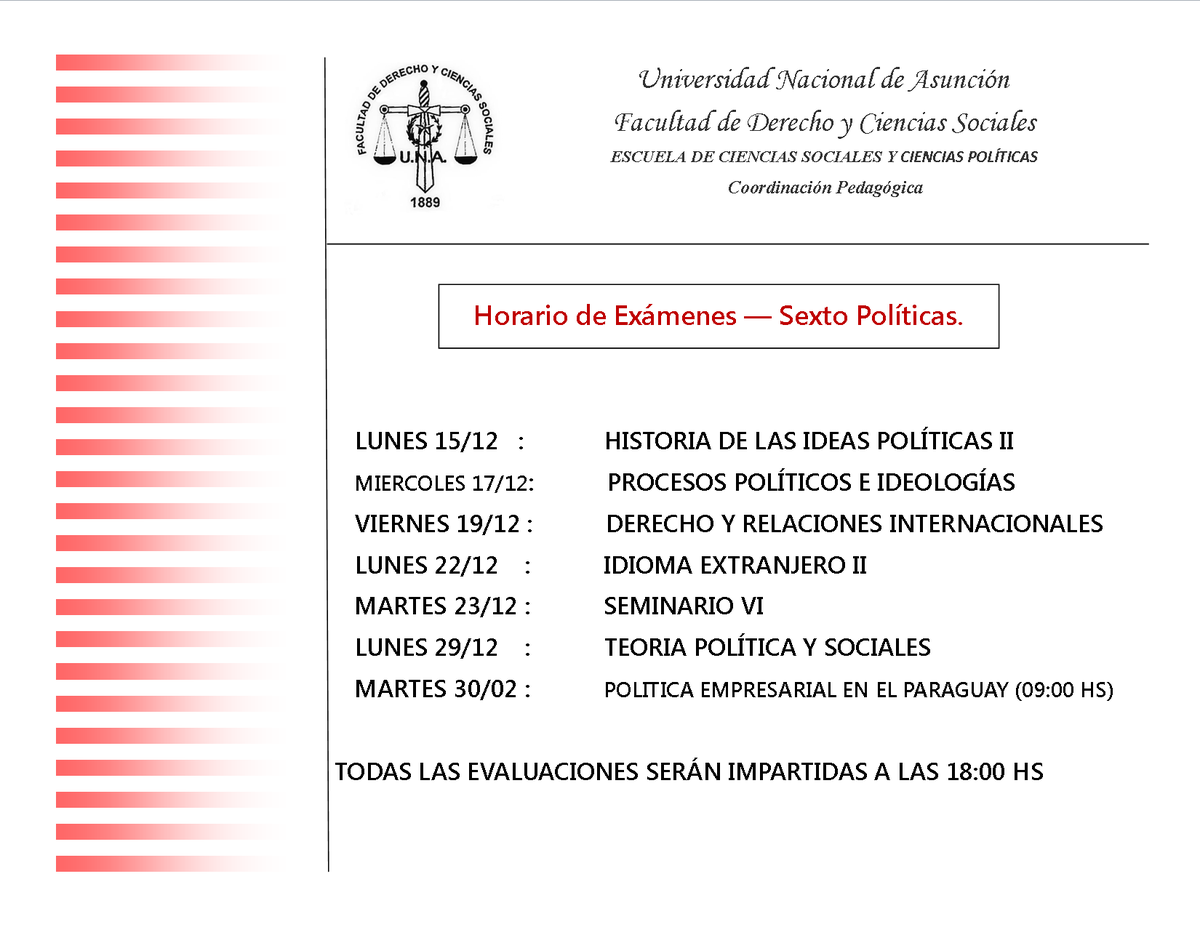 ECSyP_UNA's tweet photo. - ATENCIÓN SEMESTRES PARES-

Horario de Exámenes Finales 📚

PRIMER LLAMADO. https://t.co/piOfbqdhkE
