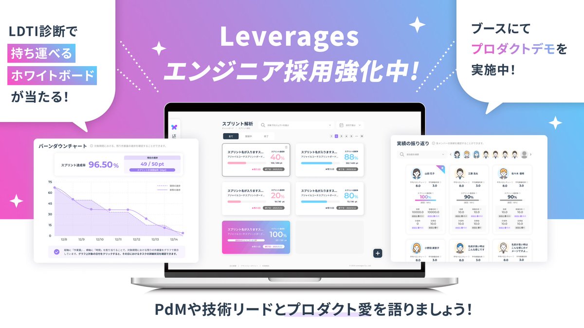 agile_effect's tweet image. #pmconf 会場より！📣

 レバレジーズのブースでは、LDTI診断・SaaSデモをゆるっと展開中です。

 ルーレットで当たりが出ると、ミニホワイトボードがもらえます！✨️
 通りがかりにぜひお越しください〜！

#leverages #agileeffect