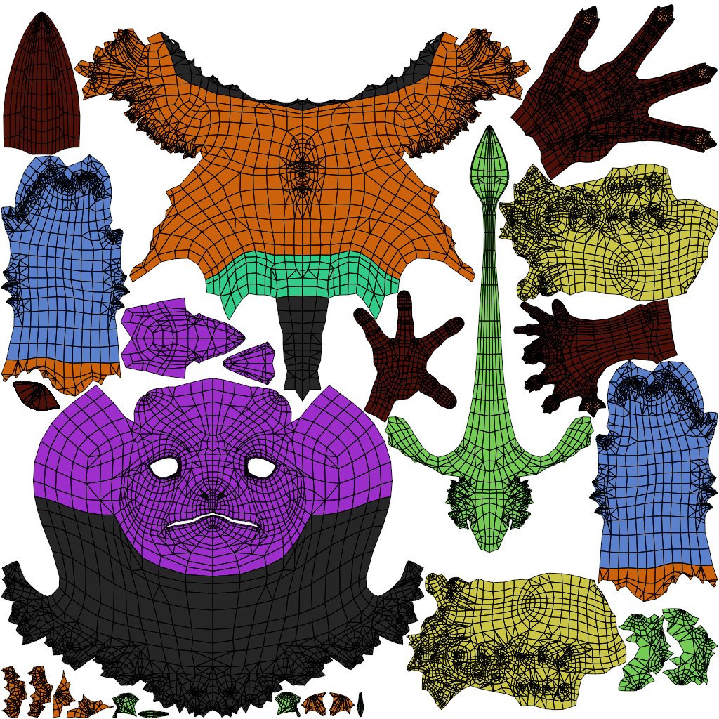 Ended up having to iterate a bit more than I had expected to on these chicken UV's.

I would have liked to carve up the fluff more, but I know a lot of you want to paint directly on the UV's in Photoshop, so that becomes a big factor for me to keep in mind!