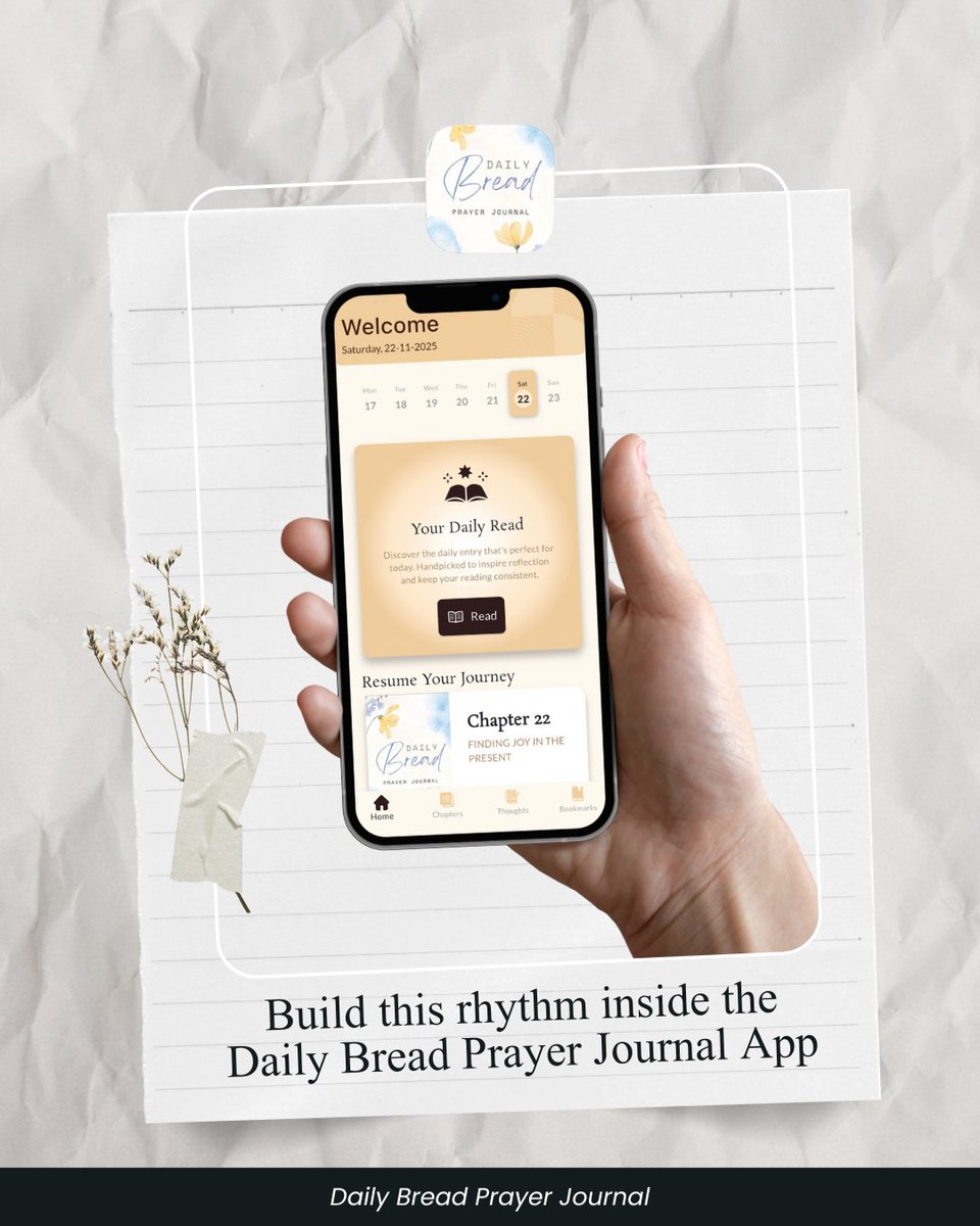 The Daily Bread Prayer Journal App gives you a verse, a prayer prompt, and one gratitude step for calm consistency.
Start here: 
apps.apple.com/in/app/daily-b…

#DailyDevotion #ChristianLife #FaithApp #PrayerGuide #VerseOfTheDay #GratitudePractice