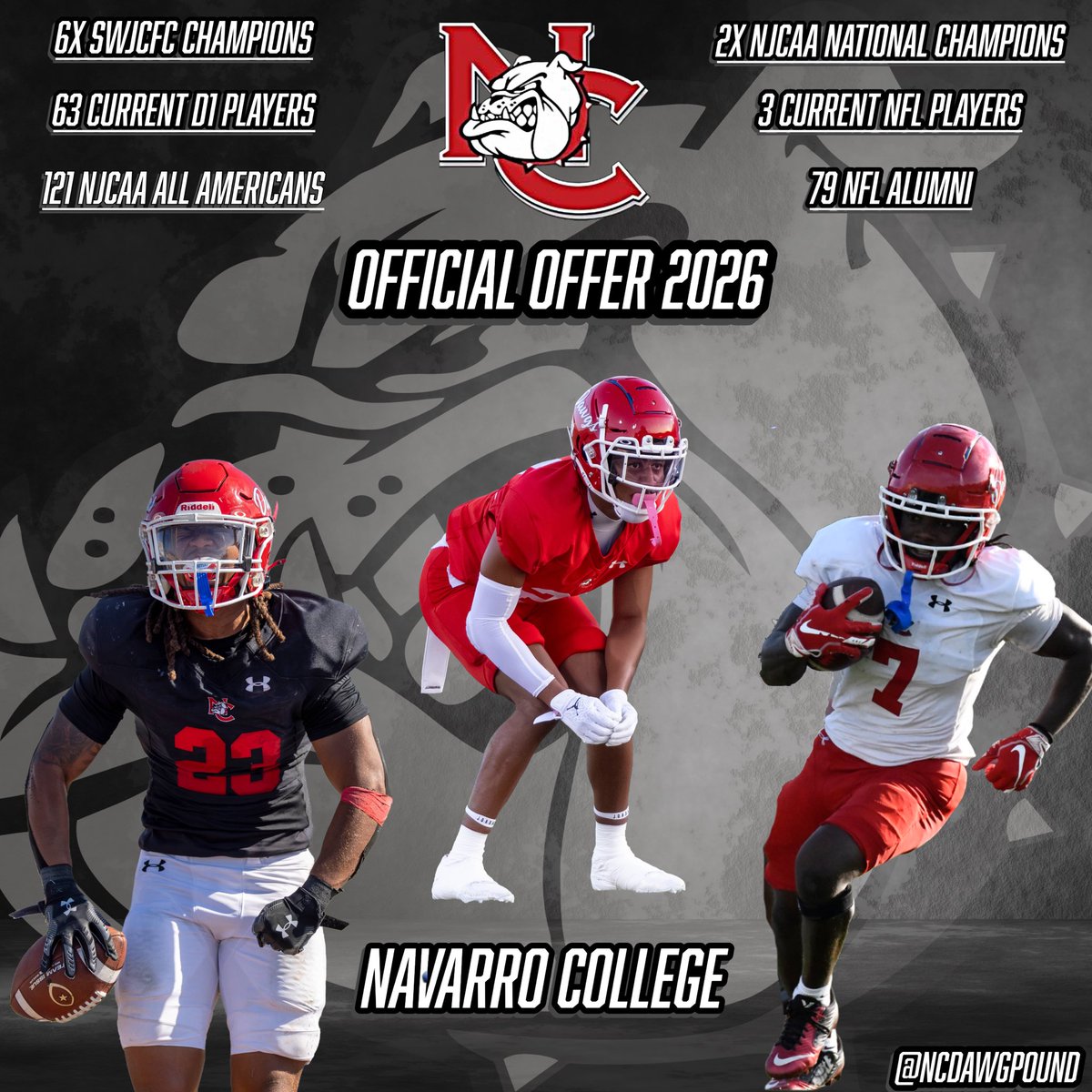 CeasareWilliams's tweet photo. #agtg After an amazing conversation with @CoachGuillot I am blessed to receive an offer to Navarro College 
@MidloPanthers 
@coachwendel1 
@CoachKWall 
@NCDAWGPOUND https://t.co/p5LF4o4RR6