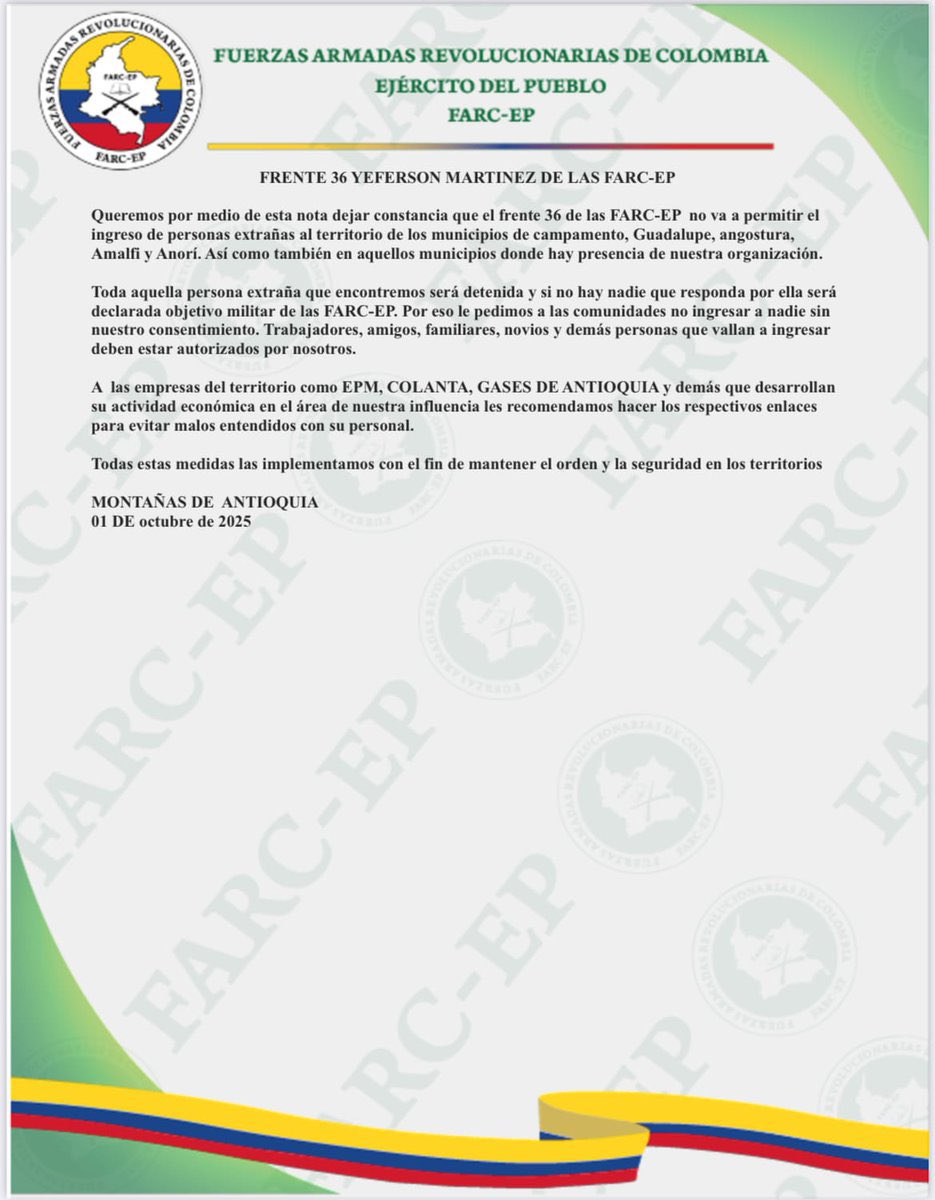 #Criminal | 🚨Están acciones de control territorial es culpa gustavo <a href="/petrogustavo/">Gustavo Petro</a> , por impulsar un proceso de paz total perverso, donde estos criminales de las FARC, siguen imponiendo su barbarie con explosivos, crimen  y sometimiento  la locomoción de los ciudadanos y
