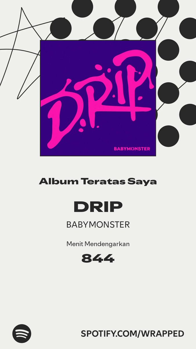 kiyyaaahh's tweet photo. Saya menghabiskan waktu terbanyak dengan DRIP. Lebih lengkapnya di #SpotifyWrapped saya   https://t.co/UqKGBJ09g0 https://t.co/zwZAOIlVjk