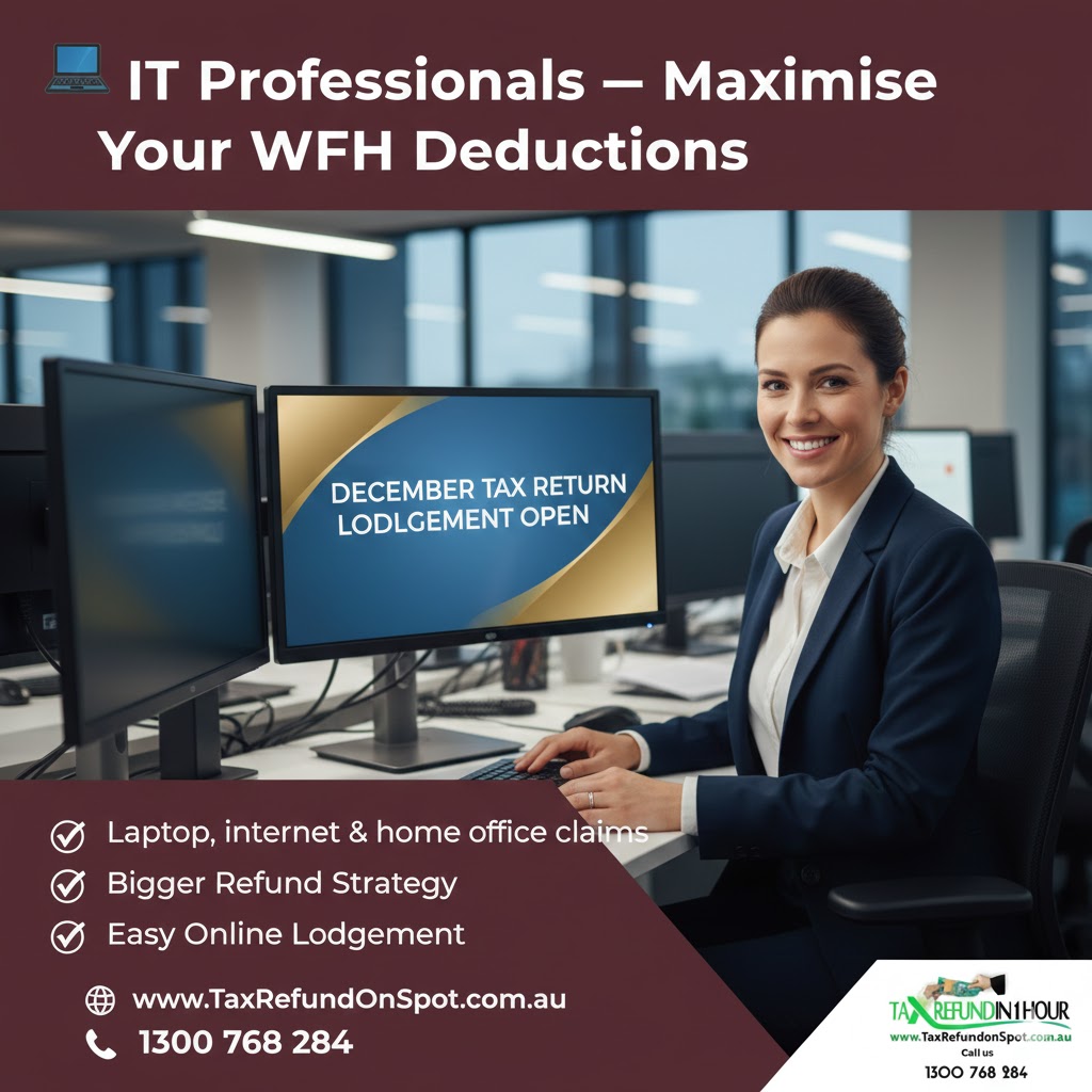 TaxRefundOnSpot's tweet image. IT PROFESSIONALS - MAXIMISE YOUR WFH DEDUCTIONS!
#maximisewfhdeductions #itprofessionals #blacktown #sydney #twittervid #twittershorts