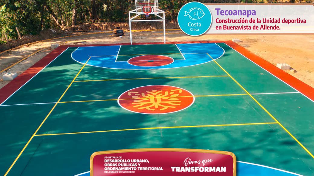 Trabajamos en la construcción de espacios que fomentan la convivencia y el bienestar social. En Buenavista de Allende, municipio de Tecoanapa,como efecto de las #ObrasQueTransforman se construyó una Unidad Deportiva que resulta como un punto de encuentro para práctica de deportes