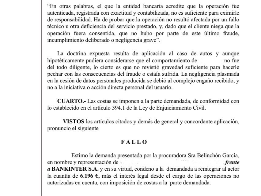 amilcabogados's tweet image. ¡VICTORIA! ⚖️💥  #Banco condenado a devolver a nuestro #cliente los 6.196 € robados por phishing + intereses + costas.  El juez: “Falta de diligencia del banco→ paga todo”. ¡Otra estafa que los bancos terminan pagando! 🏦💸   
#Phishing ☎️ 648634583 ☎️ amilcabogados.com