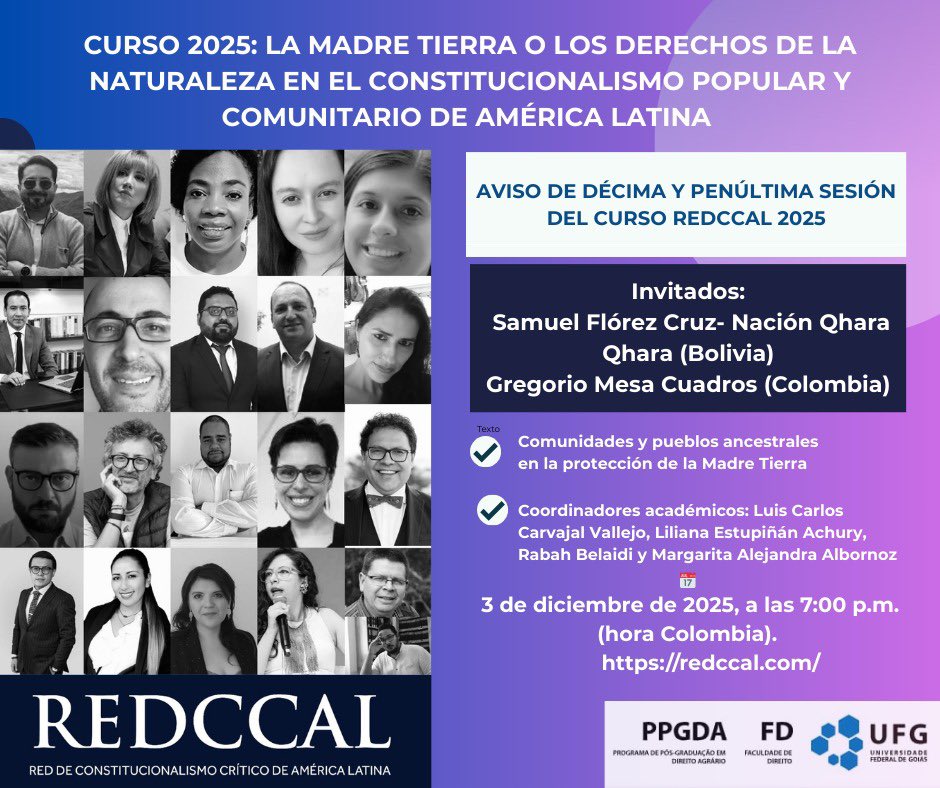 A las 7:00 (hora Colombia), inicia nuestro penúltimo programa del Curso de la Red de Constitucionalismo Crítico de América Latina-2025. Siga la transmisión en vivo:

youtube.com/live/b3t170ITn…
