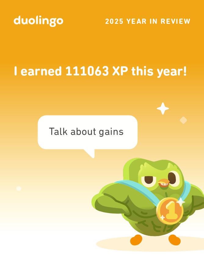 halfcab180's tweet photo. Look how much I learned on Duolingo in 2025! How did you do? #Duolingo365 https://t.co/Z5YdBnZOQT