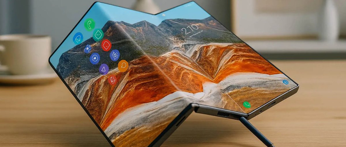 atomix's tweet image. Samsung presenta nuevo celular plegable de tres partes.

Así como lo escuchas. Conoce los detalles. atomix.vg/samsung-presen…