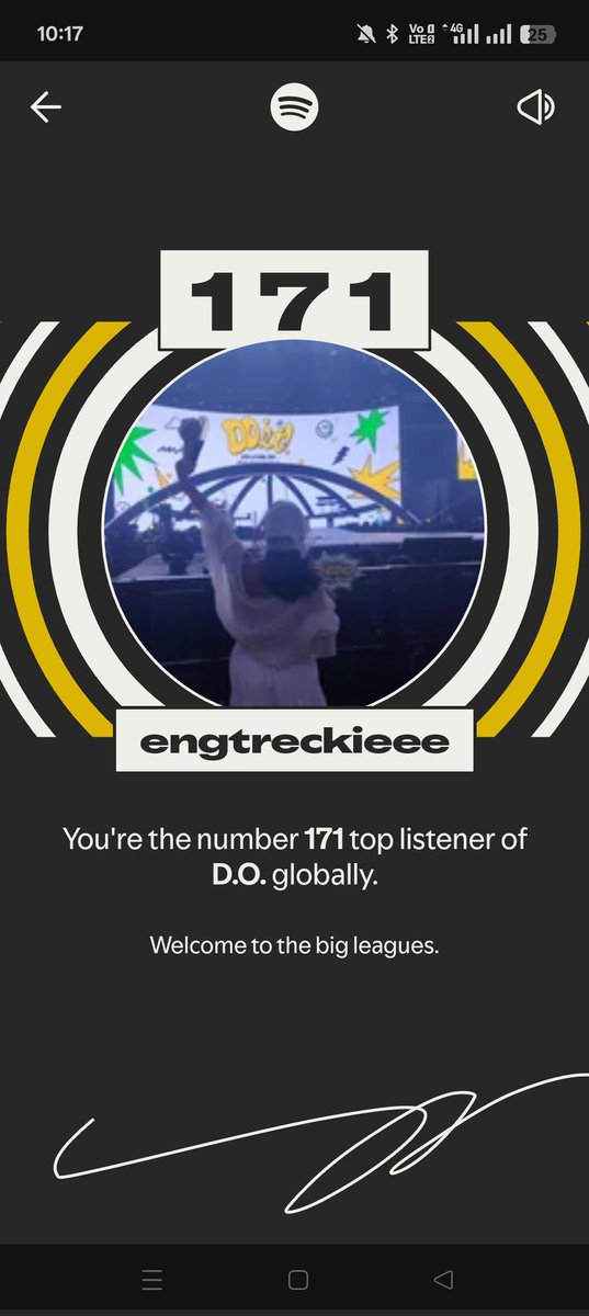 engrtreck's tweet image. 0.002% and Top 171 out of million listeners of Kyungsoo, I feel so honored. 😭😭😭